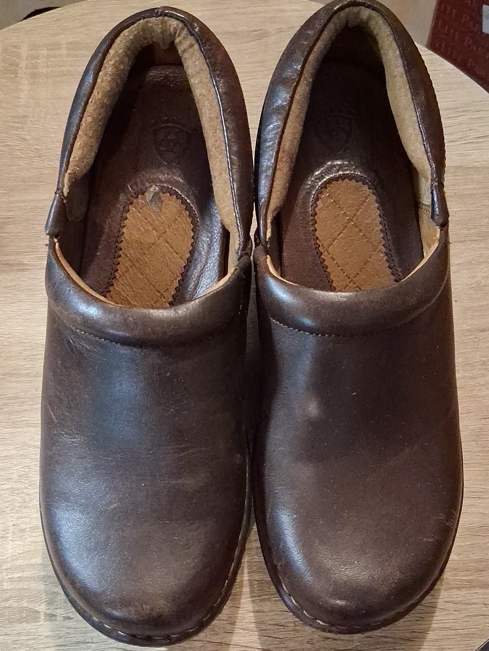 Women's Brown Leather Slip-On Clogs 8.5